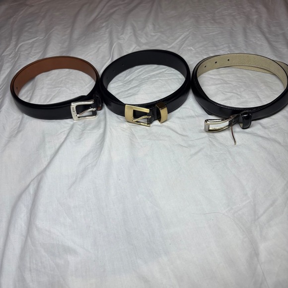 Accessories - 3-Womens Belts Black Leather Lauren Ralph Lauren Fossil Liz Claiborne Size L